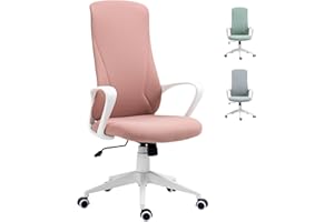 Vinsetto Silla de Oficina Giratoria Silla de Escritorio Juvenil con Altura Ajustable Función de Basculante Reposabrazos y Respaldo Alto 62x56x110-119,5 cm Rosa