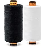 Amann Sewing Thread Nm 120-2 x 1000 m Duo Pack - Tear-Resistant Universal & Overlock Yarn Made of Polyester - Sewing Machine Yarn in Black and White