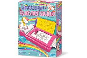 4M KidzMaker Unicorn Rub Art Studio, kit d manualidades para crear el arte perfecto de unicornio, rollo de papel de 8 metros de largo, kit para niños y niñas de 4 a 10 años, rosa