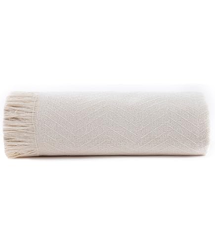 Grande Plaid esclusivo in misto cotone Ecru chiaro e scuro con design a