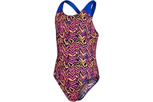 Speedo Badeanzug für Mädchen, mit Spritzschutz, Rosa/Blau