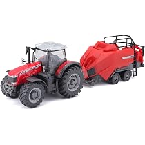 Bburago Massey Ferguson 8740S Trattore Americano Pressofuso Rosso - Serie Farmland, Nuovo In Scatola!