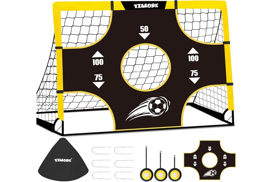 Yimore Kids Football Goal Portable, 3 In 1 Mini Football Goal Garden Indoor Outdoor 120 * 90 * 90 cm, Foldable Football Training with Target Gift for Boys Grils 3+