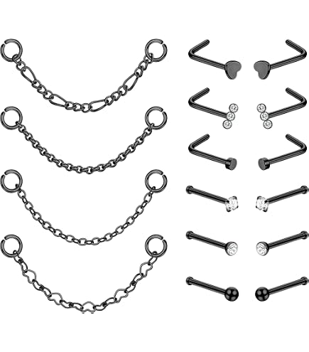 5 Chaînes D'Anneaux De Nez En Or - Bijoux Piercing Narine, Alliage, Tailles 3-5cm, Style Pompon