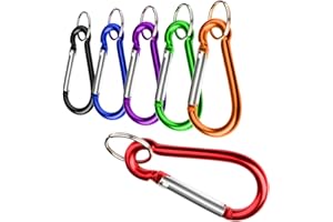 Com-four® 6X Petit Mousqueton avec Porte-clés en Aluminium Antirouille pour Extérieur, Randonnée, Pêche [La Sélection Varie]