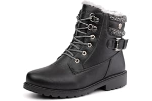Hitmars Winter Boots Women Ankle Boots Ladies Snow Boots Wide Lace Up Rubber Ankle Boots Warm Comfy Non Slip Boots Cushioned Black Brown Size 3.5-9 UK