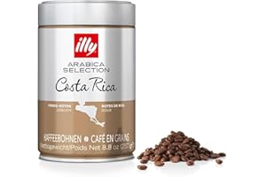 illy, Café en Grano Arabica Selection Costa Rica, 100% Arábica con Notas de Caramelo, Chocolate y Vainilla, Sabor Dulce, 1 lata de 250g