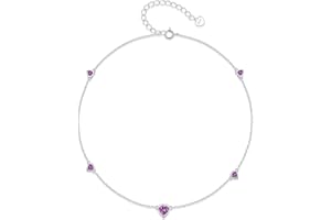 STEP FORWARD Cavigliera Argento Sterling Cuore Pietra Portafortuna: Costellazione Mese Compleanno Regalo Gioielli per Donne o Ragazze Adolescenti o Figlia