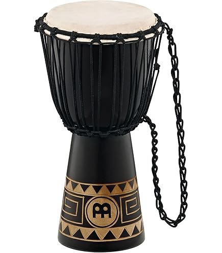 Meinl Djembe HDJ3-M - Tamburo Africano In Legno Di Mogano E Pelle Di Capra, Diametro 25.4 Cm, Nero - Foto 8