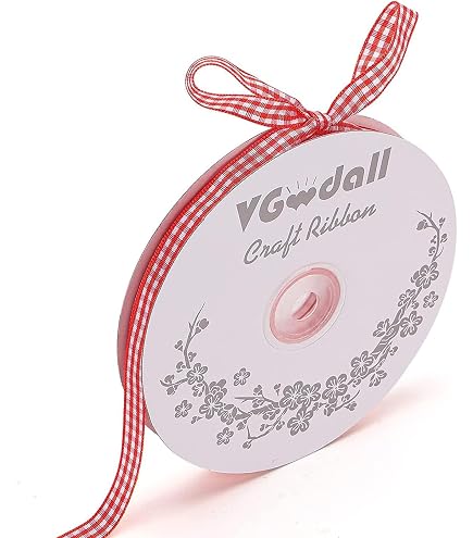 thumbnail image 2 of Ribbli Red And White Gingham Ribbon,Polyester Woven Edge,3/8... 2 of 12