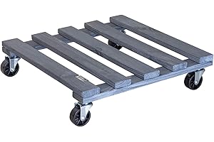 Wagner Pflanzenroller PALETTI 38 x 38 x 9,5 cm I Blumenroller für Außenbereich + Innenbereich I Kübelroller aus FSC®-Massivholz, anthrazit I Tragkraft 120 kg I Made in EU - 20042201