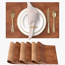 Lot De 4 Sets De Table PU Cuir Lavable - 45x30cm - Vert Armée - Antidérapant Et Résistant à La Chaleur