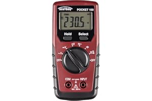 Testboy Pocket 100 Digital-Multimeter (Klein und handlich, Spannungsmessung bis 600 V AC/DC, LC-Display mit Hintergrundbeleuchtung, Data-Hold-Funktion, T-RMS), Rot/Schwarz