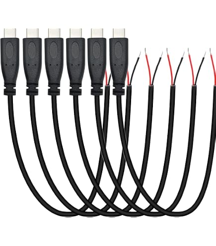 RUNCCI-YUN 6 Pezzi Cavo Micro USB Pigtail A Saldare - Connettore Maschio A 2 Fili Nudi, 22AWG 3A, Lunghezza 30cm, Per Riparazioni E Progetti Fai-da-te (solo Ricarica)