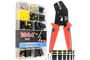 VEUWOLM 1004 Pezzi Kit Connettore Elettrico Impermeabile, Connettori Elettrici Impermeabili, con Pinza Crimpatrice（0.5-1.5mm²）, Connettore per Terminali Elettrici Plug per Auto, Camion e Moto, 1/2/3/4/5/6 Pin