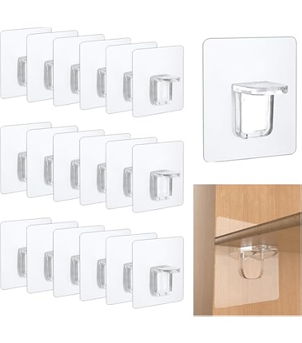 Supporti Mensole Autoadesivi Trasparenti - 12 Pezzi, Portata 30kg, Per Armadi E Scaffali - Foto 8