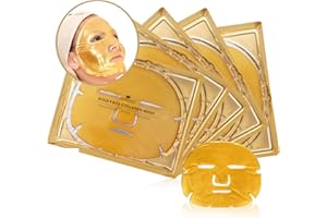 Revitale Mascarilla facial de oro de 24 quilates - Hoja hidratante y nutritiva con colágeno y extractos naturales para una piel radiante e hidratada Dorado 1 Unidad (Paquete de 5)
