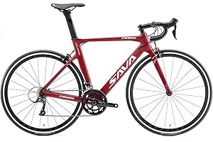 SAVADECK Carbon Road Bike, Warwinds3.0 700C Racing Bicycle Carbon Fiber Frame Carbon fork and seat post with Shimano SORA 18 Speed Derailleur System and Double V Brake