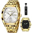 OLEVS Diamond Watches for Men,Business Dress Watch Waterproof Luminous,Male Golden Big Dial Luxury Casual Quartz Analog Watches with Day Date Calendar and Stainless Steel Band