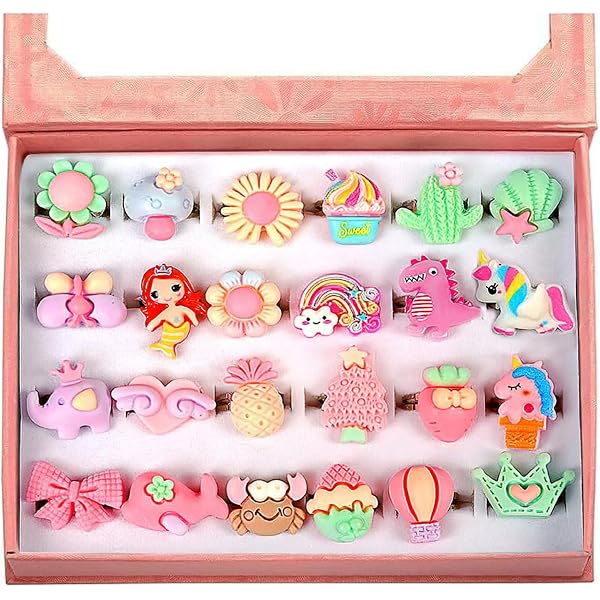 Produktbild von Ringe Für Kinder Abeillo 9 Stück Mädchen Ringe Set, Verstellbare Kinder Schmuckringe Ringe Mädchen