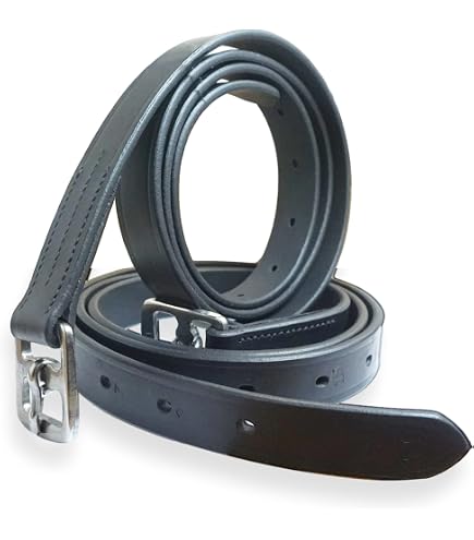 Cuir D'étrier Non Extensible Fin - Marron Ou Noir - Longueur De 110 Cm à 160 Cm - Neuf