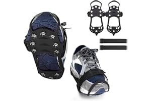 YQBFTC Crampons pour Chaussures Antidérapant,Crampons à Neige avec 10 Dents Glace Traction Crampons Neige Grips avec des Sangles,Chaussures Anti-Slip Crampons pour Alpinisme Marche Randonnée Jogging