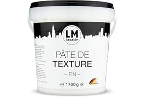 LM-Kreativ Pâte de structure fine blanche, 1,7 kg – Modeling Paste haute densité pour reliefs, miscible avec peinture acrylique, surface résistante, facile à appliquer.