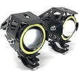 Alchemy Parts Universal Motorbike Projector LED Spotlights with Halo Rings | Adventure Bikes & Quads | Pair | 10W 3000LM