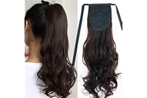 ‎CYBELLEZA Cybelleza Ponytail Extension Haarverlängerung Haarteil Zopf Pferdeschwanz Gewellt Tie Up Lockig Synthetik Haare Kunsthaar Hitzebeständig 45cm - Mittel braun