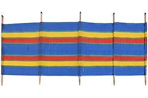 NALU Paravent 5 pôles de plage et de camping 150 cm de haut x 300 cm de tissu tissé rayé