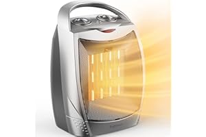 Brightown Portable Electric Space Heater, 1500W Energy Efficient Ceramic Heater with Overheat & Tip-over Protection, Thermostat & 3 Modes, Silent Space Heater for Room Home Bedroom Office Desk