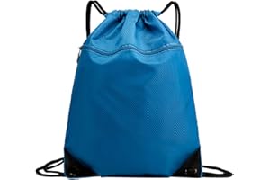 HuaJiao Wasserdichter Turnbeutel, 50x43cm Drawstring Backpack Hipster Beutel Wurfbeutel Karneval Sportbeutel mit Reißverschluss Geschenke Valentinstag Unisex Turnbeutel für Gym Schule Reise(Blau)
