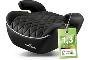 ‎WALSER WALSER Premium Kinder Sitzerhöhung Auto, Qualitätssieger Sehr Gut* Kindersitz Auto 125-150 cm, Kindersitzerhöhung Auto Andy neueste Norm 2024 ECE R 129, Sitzerhöhung Auto Kindersitz schmal schwarz