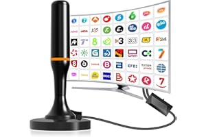 DTB TECH Antena, Antena de TV Inteligente, Antena Digital, Antena HD de recepción de Largo Alcance, Base magnética Fuerte para Canales de TV Interiores 4k 1080P - Cable de 10 pies de Largo