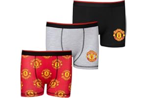 Manchester United F.C. Boys Boxers | Boys Boxer Shorts Pack of 3 | Man Utd Gifts For Boys | Multipack Underwear Underpants Merchandise