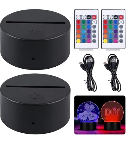 3D LED Leuchtsockel 2er Set Mit Fernbedienung – 16 Farben, USB/Batterie, Für Acryl-Displays