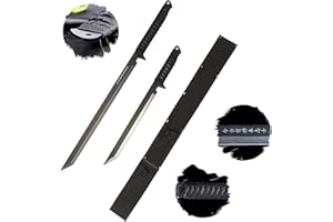 ‎57 SPECIAL REPLICAS EIN Satz Katana Ninja Schwert Plus Tanto scharf echt zum Training Metall Stahl 2 Schwerter in einem Samurai Nur für Erwachsene 66 cm - 18 Jahre erforderlich HK-1067
