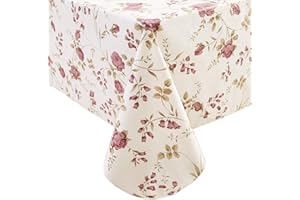 WALRUS Heavy Duty Vinyl Tablecloth with Flannel Backing Waterproof Oil-Proof PVC Table Cloth Stain-Resistant Wipeable Rectangle or Square Table Cover for Indoor and Outdoor (Flowers, 60X102 Inch)