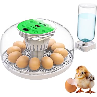Eierbroedmachine, volautomatische digitale broedmachine voor pluimvee, temperatuurregeling, mini-broedmachine voor 7 eieren voor kip, eenden, vogels en meer