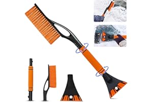 HZMJDHZM Auto Eiskratzer, 2 in 1 Auto Reinigungsbürste Eiskratzer Schneebesen mit Schneeschaufel, Schaumstoffgriff Bürstenkopf, für Auto, Windschutzscheibe, Fenster, SUV, LKW (B)