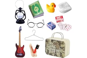 ZEILABANG KAKADI Reise Miniatur Set,Miniatur Wichtel Zubehör,DIY Wichtel Reise Zubehör,Mini Puppenhaus schmücken Reisen,Zwerg Koffer Set,Perfekt für Puppenhäuser,mit Zahnbürste, Zahnpasta und Brille