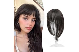 MS TAJ Clip in Fringe French 360°Bangs Hair Fringe in Clip Extensions Black Brown Hair Extensions Clip in Fringe Bangs Hair Pieces Adding Extra Hair Volume for Women