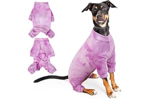 PUMYPOREITY Kombinezon do rekonwalescencji dla psa, szczeniak, cztery nogi, piżama, długi rękaw, body na całe ciało, ochrona ran, kamizelka pooperacyjna po operacji, dla kobiet i mężczyzn (fioletowy, XL)