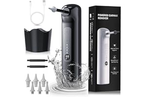 NVKHG Elektrischer Ohrenschmalz Entferner, Ohrenreiniger Wiederaufladbarer Ohrreinigungsset für Erwachsene Kinder, Ohrenspülung Wasserstrahl, 4 Reinigungsmodi 6 Ersatzspitzen, IPX7 Wasserdicht
