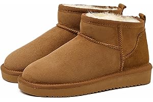 ADIUS Mini Boots for Women,Mini Classic Short Ankle Flat Casual Boots,Warm Fur Lined Winter Snow Warm Slip on Anti-Slip Boots