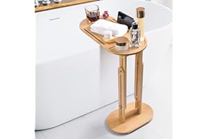 SINCERODUCT Foldable Bathtub Tray, Bamboo Bathtub Tray Table with Wine Glass and Phone Holder, Height Adjustable, Waterproof Bath Caddy Tray for Luxury Bath, Home Organizer for Sofa, Bed, Table.