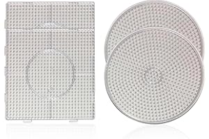 ewtshop® Lot de 4 plaques à perles à repasser + 12 modèles colorés, 2 ronds et 2 carrés, taille unique 14,5 x 14,5 cm et 15 cm de diamètre