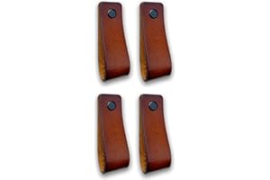Brute Strength - Maniglie in pelle per mobili - Cognac - 4 pezzi - 16,5 x 2,5 cm - Maniglia per mobili, maniglia per porte per cucina, bagno, armadi, comò, legno