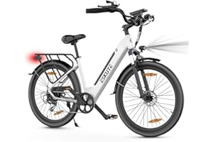 ESKUTE Bicicleta Eléctrica, Polluno Plus 26"/ 28" Bici Electrica, Batería Extraíble de 36V 20Ah, Alcance de 120KM, 7 Velocidades, 250W Motor con Sensor de Par, Bicicletas Electricas Adultos