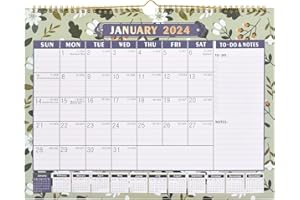 Wisebom Kalendarz na lata 2023-2024, gruby papierowy kalendarz miesięczny od lipca 2023 do grudnia 2024 r., duży wiszący kalendarz do biura, planera rodzinnego (kwiat)